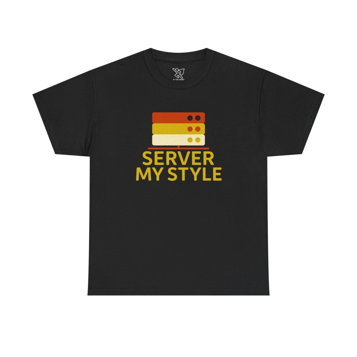 "Server My Style" Unisex Heavy Cotton Tee, Tech Humor Shirt, Geeky Gift, Casual Wear, Birthday Present, Everyday Comfort CW - 2 Yellow Orange - AI Tee Hero