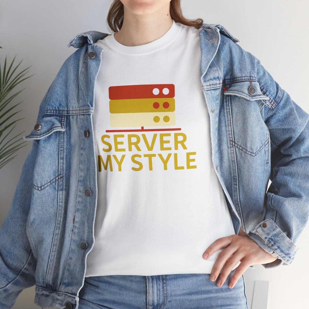 "Server My Style" Unisex Heavy Cotton Tee, Tech Humor Shirt, Geeky Gift, Casual Wear, Birthday Present, Everyday Comfort CW - 2 Yellow Orange - AI Tee Hero