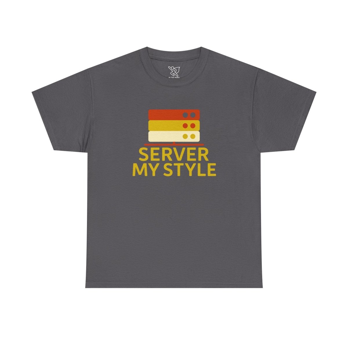 "Server My Style" Unisex Heavy Cotton Tee, Tech Humor Shirt, Geeky Gift, Casual Wear, Birthday Present, Everyday Comfort CW - 2 Yellow Orange - AI Tee Hero