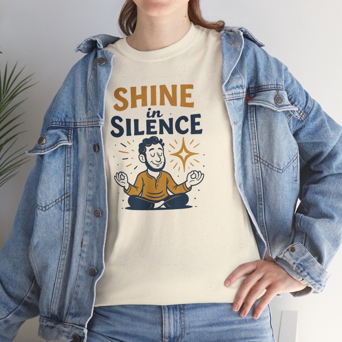 "Shine in Silence" Mindful Meditation Tee - Shine in Silence Unisex Cotton Shirt, Yoga Shirt, Gift for Meditators, Mindfulness Apparel, Relaxation Wear - MINDSet Collection - AI Tee Hero