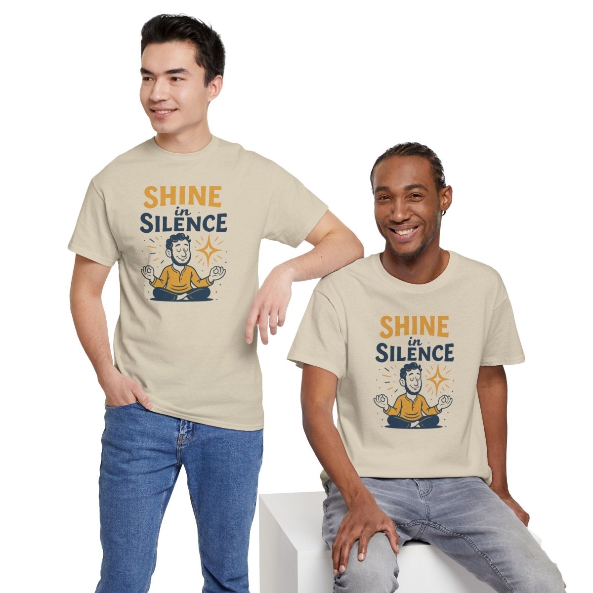 "Shine in Silence" Mindful Meditation Tee - Shine in Silence Unisex Cotton Shirt, Yoga Shirt, Gift for Meditators, Mindfulness Apparel, Relaxation Wear - MINDSet Collection - AI Tee Hero
