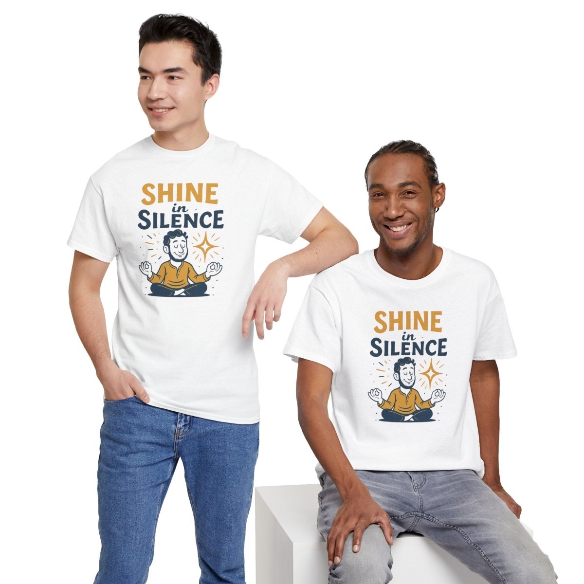 "Shine in Silence" Mindful Meditation Tee - Shine in Silence Unisex Cotton Shirt, Yoga Shirt, Gift for Meditators, Mindfulness Apparel, Relaxation Wear - MINDSet Collection - AI Tee Hero