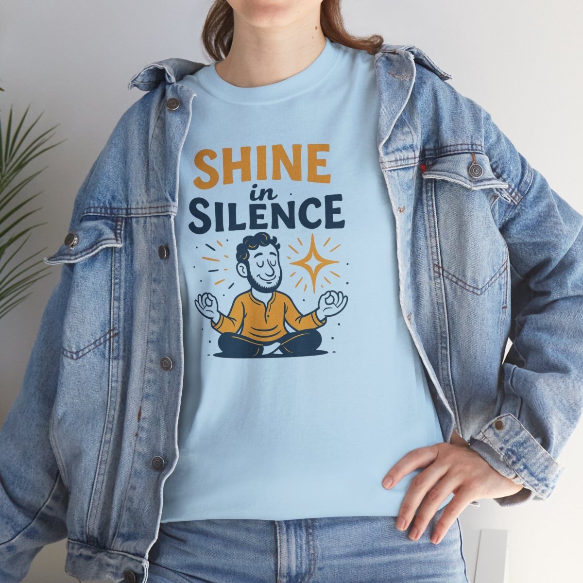 "Shine in Silence" Mindful Meditation Tee - Shine in Silence Unisex Cotton Shirt, Yoga Shirt, Gift for Meditators, Mindfulness Apparel, Relaxation Wear - MINDSet Collection - AI Tee Hero