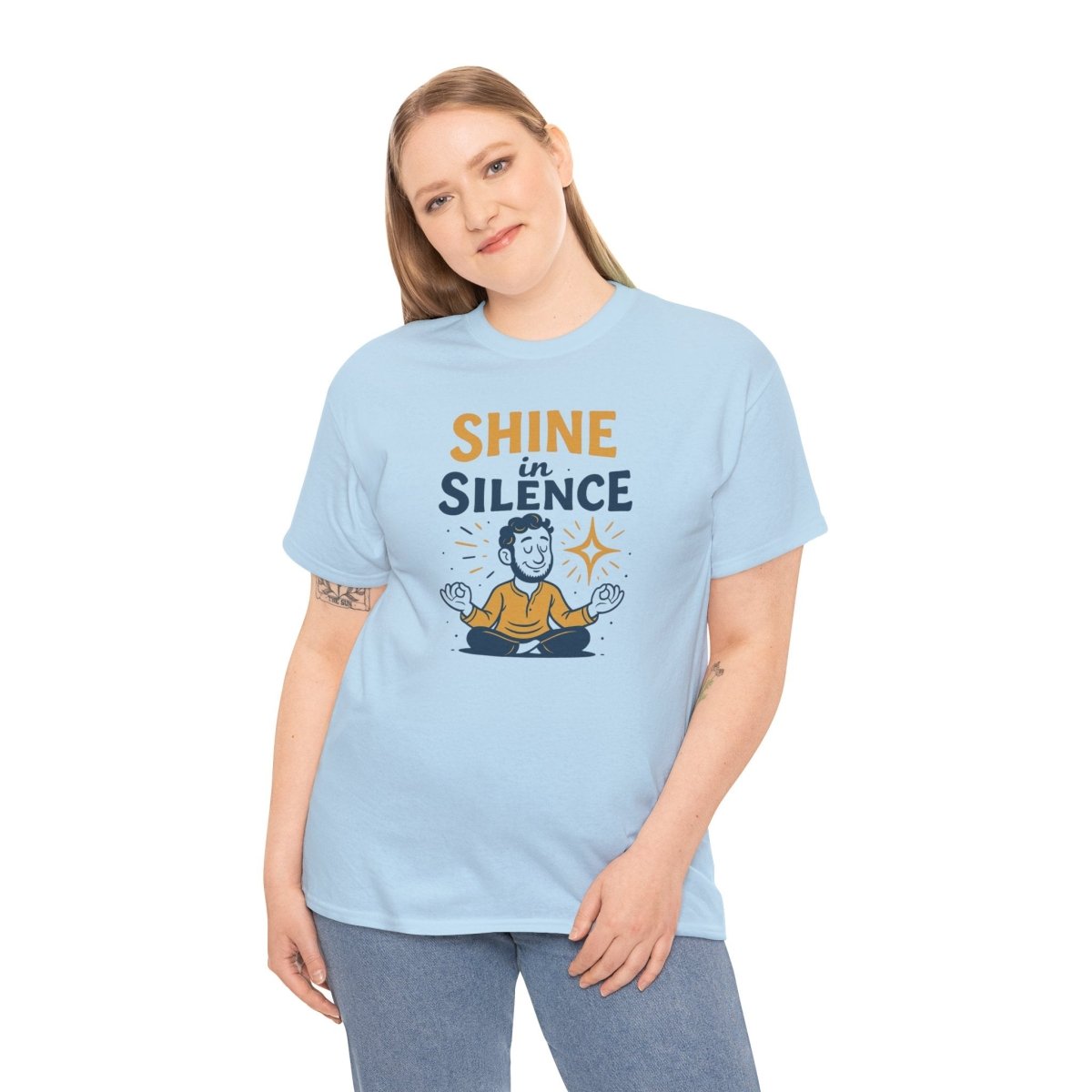 "Shine in Silence" Mindful Meditation Tee - Shine in Silence Unisex Cotton Shirt, Yoga Shirt, Gift for Meditators, Mindfulness Apparel, Relaxation Wear - MINDSet Collection - AI Tee Hero