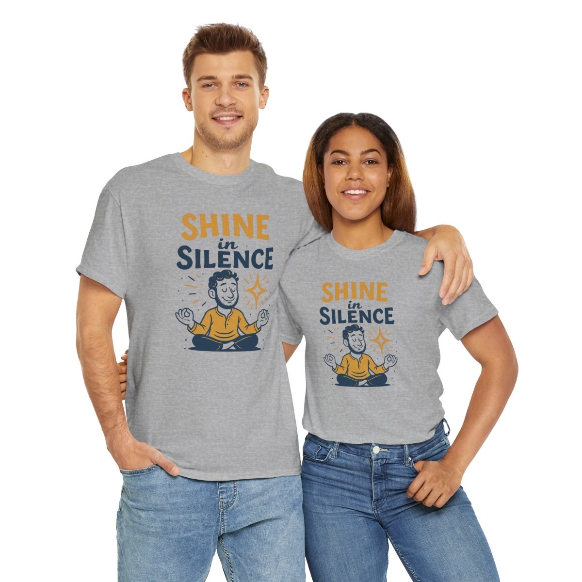 "Shine in Silence" Mindful Meditation Tee - Shine in Silence Unisex Cotton Shirt, Yoga Shirt, Gift for Meditators, Mindfulness Apparel, Relaxation Wear - MINDSet Collection - AI Tee Hero