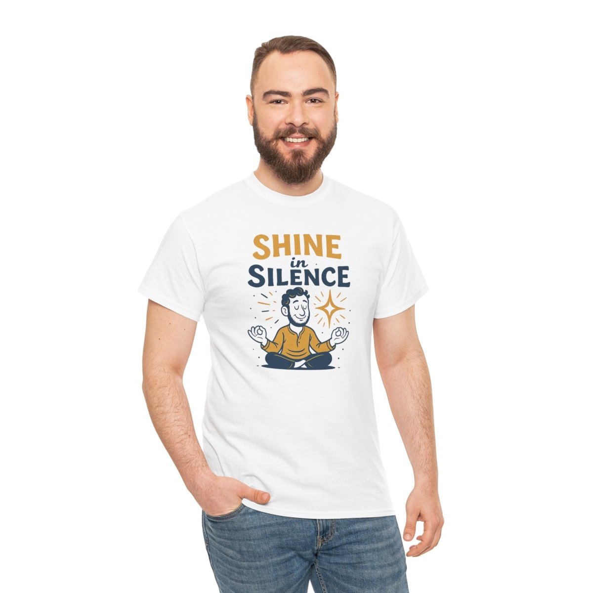 "Shine in Silence" Mindful Meditation Tee - Shine in Silence Unisex Cotton Shirt, Yoga Shirt, Gift for Meditators, Mindfulness Apparel, Relaxation Wear - MINDSet Collection - AI Tee Hero
