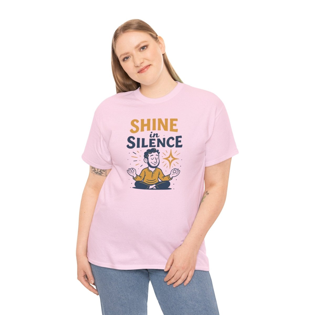 "Shine in Silence" Mindful Meditation Tee - Shine in Silence Unisex Cotton Shirt, Yoga Shirt, Gift for Meditators, Mindfulness Apparel, Relaxation Wear - MINDSet Collection - AI Tee Hero