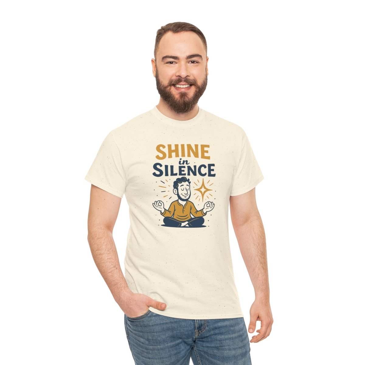 "Shine in Silence" Mindful Meditation Tee - Shine in Silence Unisex Cotton Shirt, Yoga Shirt, Gift for Meditators, Mindfulness Apparel, Relaxation Wear - MINDSet Collection - AI Tee Hero