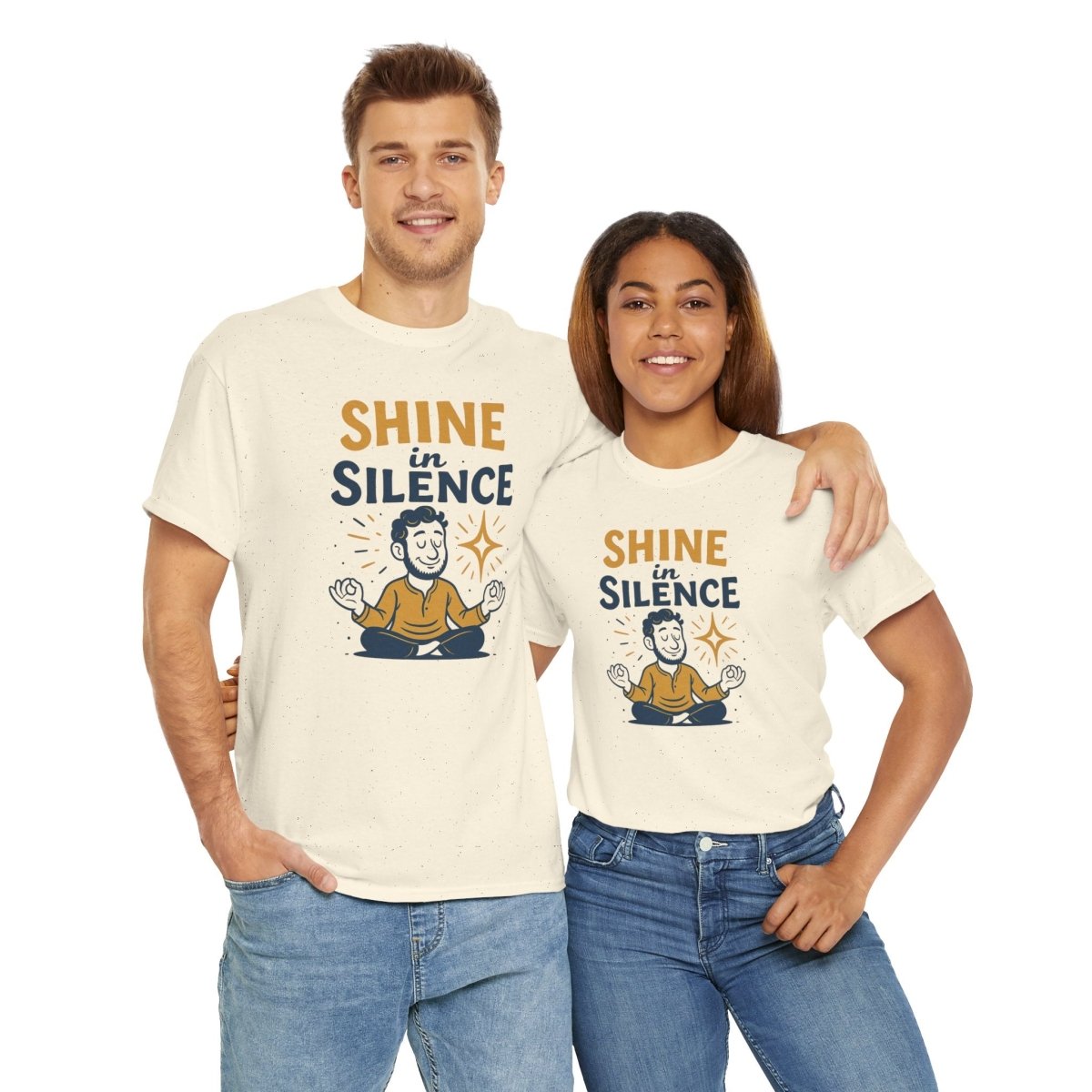 "Shine in Silence" Mindful Meditation Tee - Shine in Silence Unisex Cotton Shirt, Yoga Shirt, Gift for Meditators, Mindfulness Apparel, Relaxation Wear - MINDSet Collection - AI Tee Hero