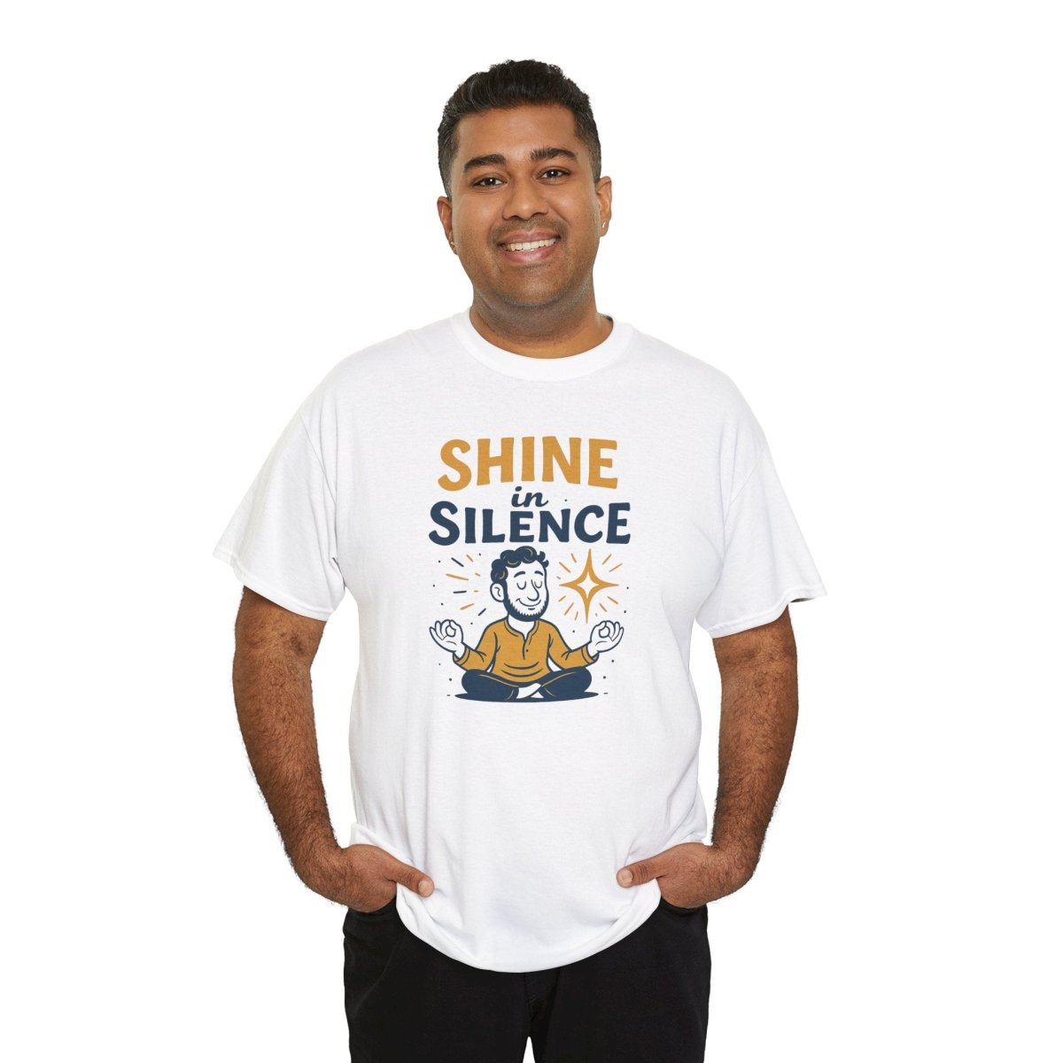 "Shine in Silence" Mindful Meditation Tee - Shine in Silence Unisex Cotton Shirt, Yoga Shirt, Gift for Meditators, Mindfulness Apparel, Relaxation Wear - MINDSet Collection - AI Tee Hero