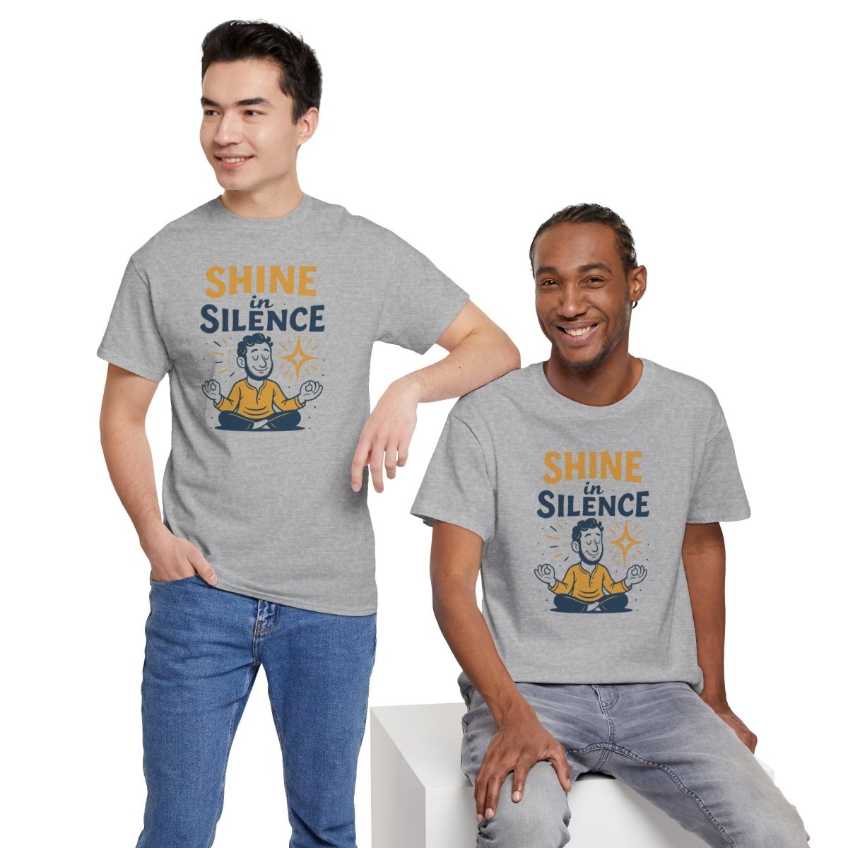 "Shine in Silence" Mindful Meditation Tee - Shine in Silence Unisex Cotton Shirt, Yoga Shirt, Gift for Meditators, Mindfulness Apparel, Relaxation Wear - MINDSet Collection - AI Tee Hero