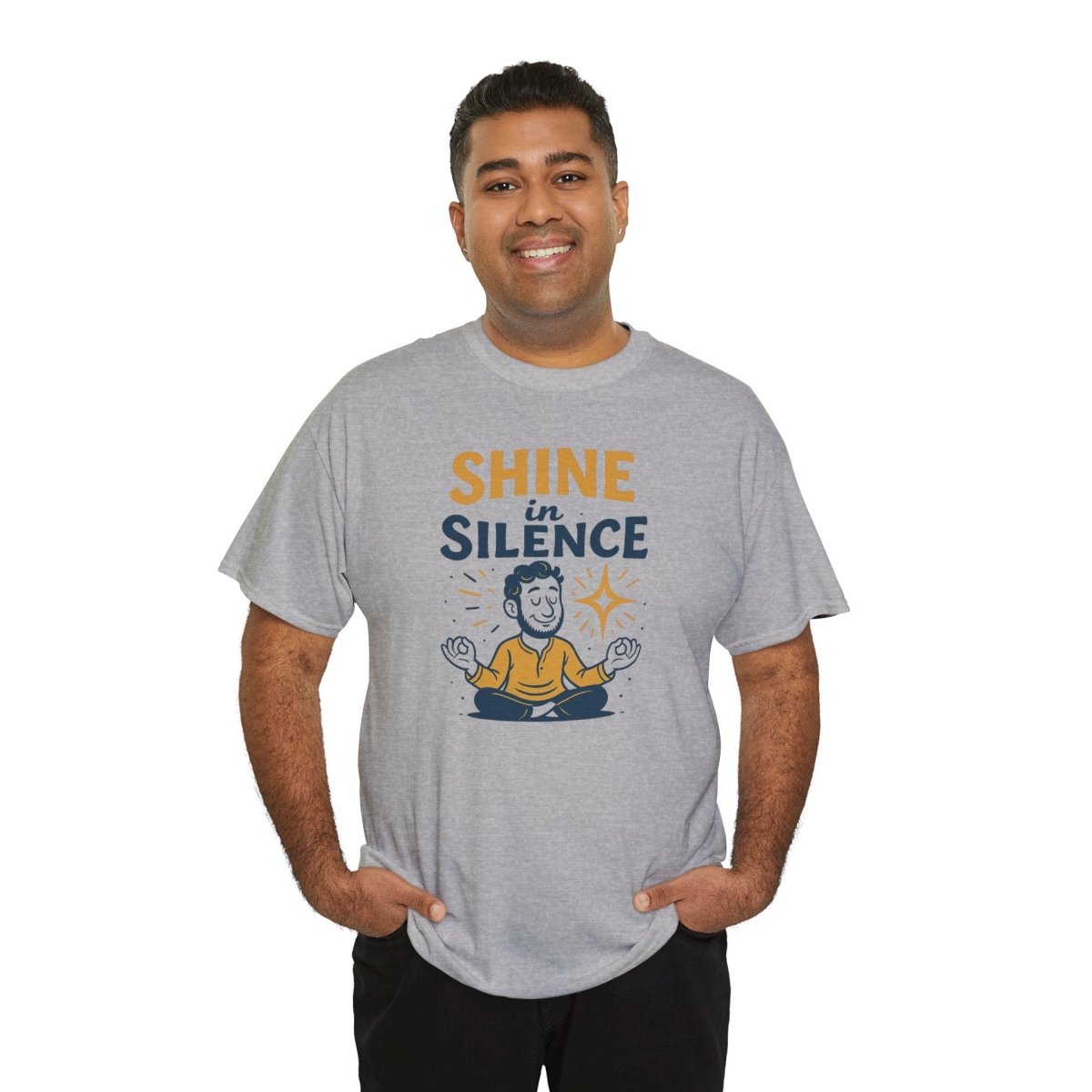 "Shine in Silence" Mindful Meditation Tee - Shine in Silence Unisex Cotton Shirt, Yoga Shirt, Gift for Meditators, Mindfulness Apparel, Relaxation Wear - MINDSet Collection - AI Tee Hero