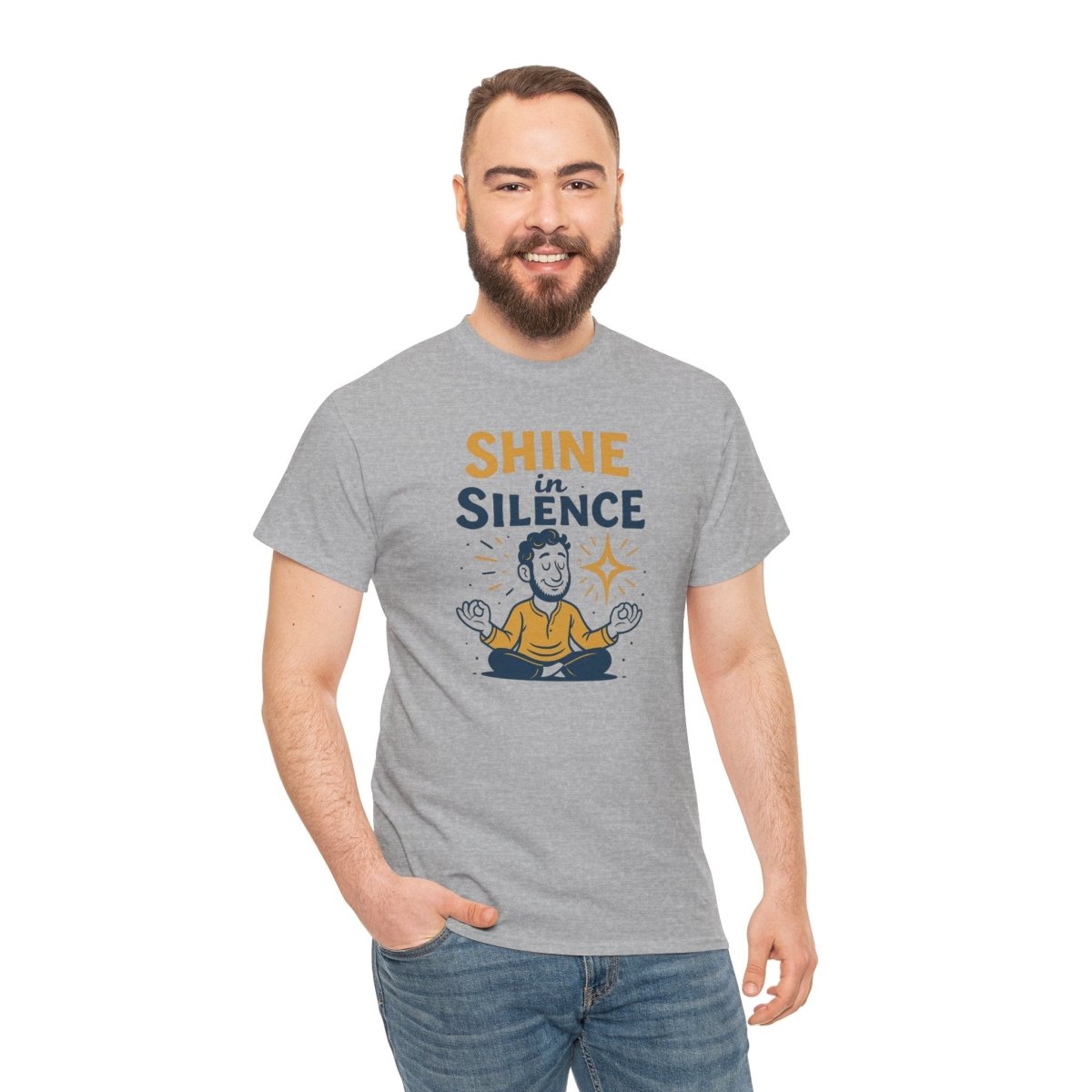 "Shine in Silence" Mindful Meditation Tee - Shine in Silence Unisex Cotton Shirt, Yoga Shirt, Gift for Meditators, Mindfulness Apparel, Relaxation Wear - MINDSet Collection - AI Tee Hero