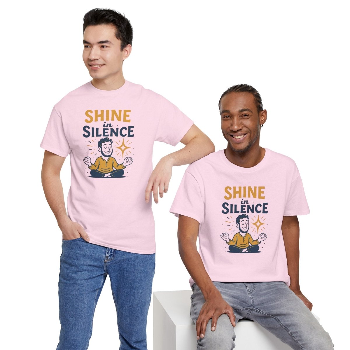 "Shine in Silence" Mindful Meditation Tee - Shine in Silence Unisex Cotton Shirt, Yoga Shirt, Gift for Meditators, Mindfulness Apparel, Relaxation Wear - MINDSet Collection - AI Tee Hero