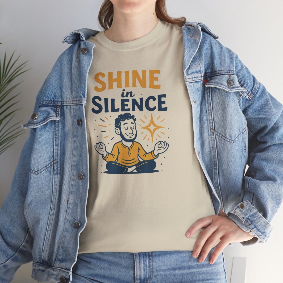 "Shine in Silence" Mindful Meditation Tee - Shine in Silence Unisex Cotton Shirt, Yoga Shirt, Gift for Meditators, Mindfulness Apparel, Relaxation Wear - MINDSet Collection - AI Tee Hero