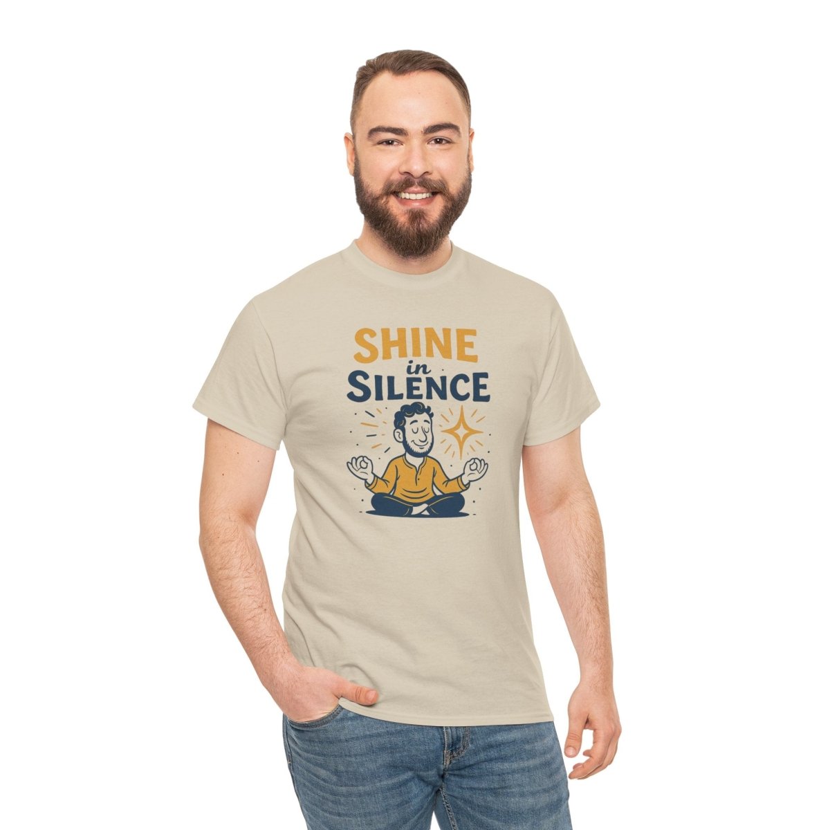 "Shine in Silence" Mindful Meditation Tee - Shine in Silence Unisex Cotton Shirt, Yoga Shirt, Gift for Meditators, Mindfulness Apparel, Relaxation Wear - MINDSet Collection - AI Tee Hero