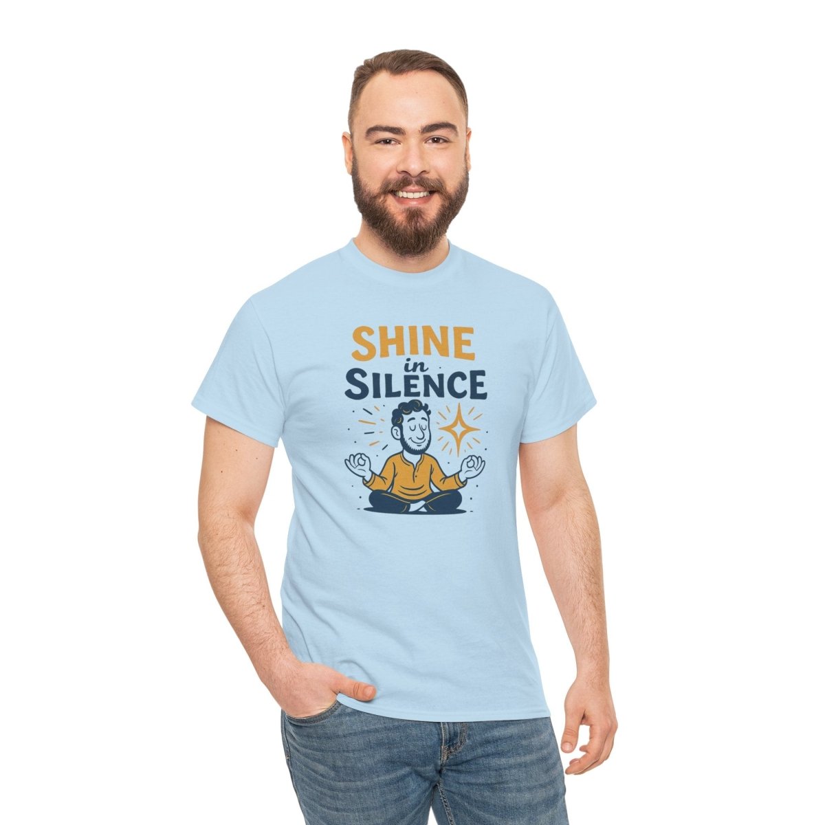 "Shine in Silence" Mindful Meditation Tee - Shine in Silence Unisex Cotton Shirt, Yoga Shirt, Gift for Meditators, Mindfulness Apparel, Relaxation Wear - MINDSet Collection - AI Tee Hero