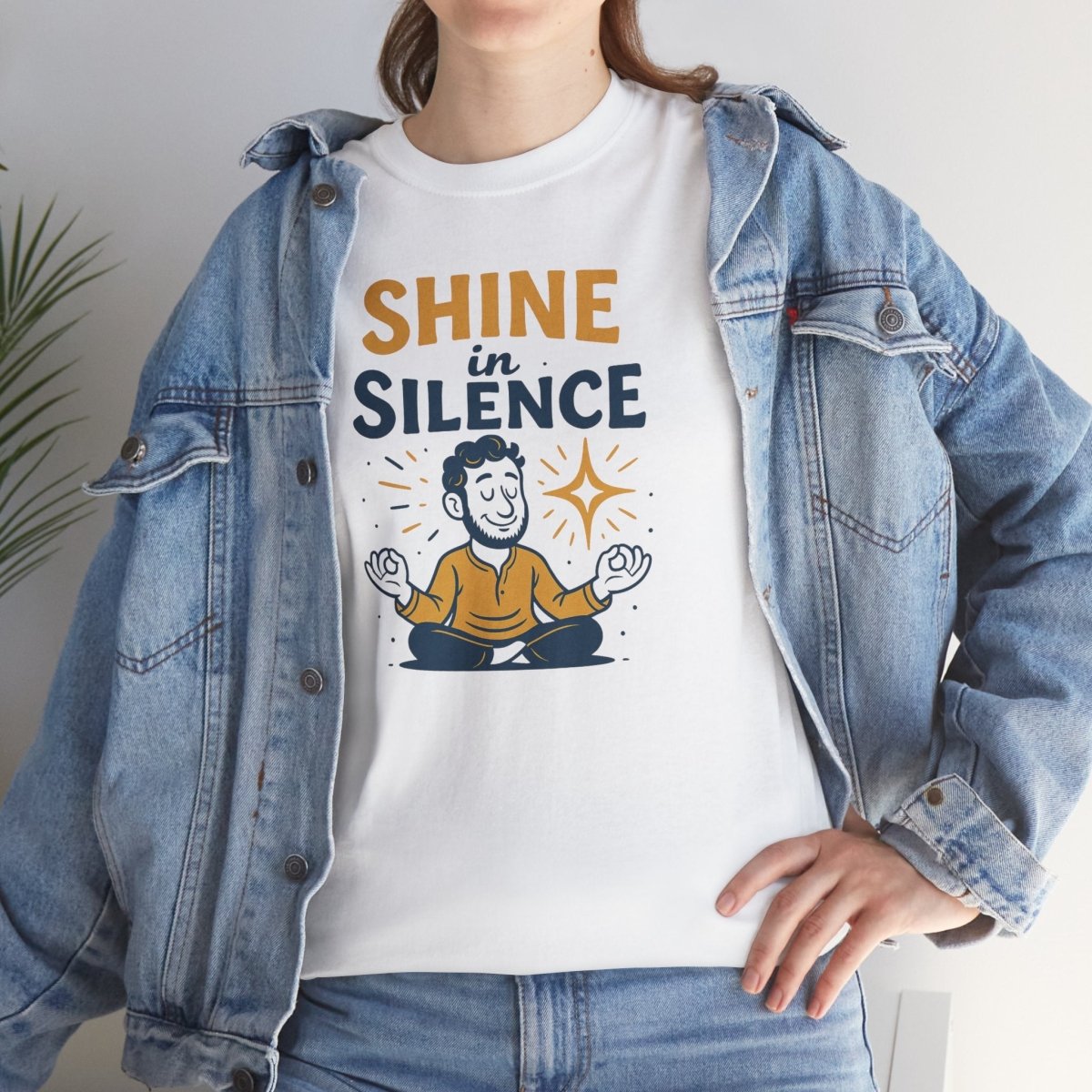 "Shine in Silence" Mindful Meditation Tee - Shine in Silence Unisex Cotton Shirt, Yoga Shirt, Gift for Meditators, Mindfulness Apparel, Relaxation Wear - MINDSet Collection - AI Tee Hero