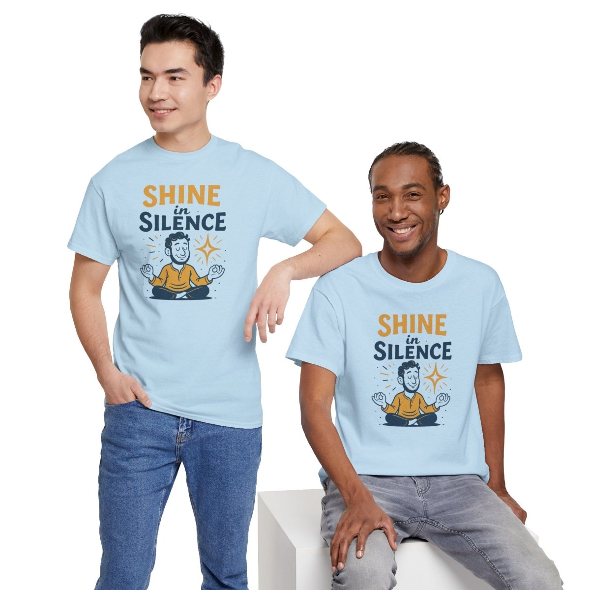 "Shine in Silence" Mindful Meditation Tee - Shine in Silence Unisex Cotton Shirt, Yoga Shirt, Gift for Meditators, Mindfulness Apparel, Relaxation Wear - MINDSet Collection - AI Tee Hero