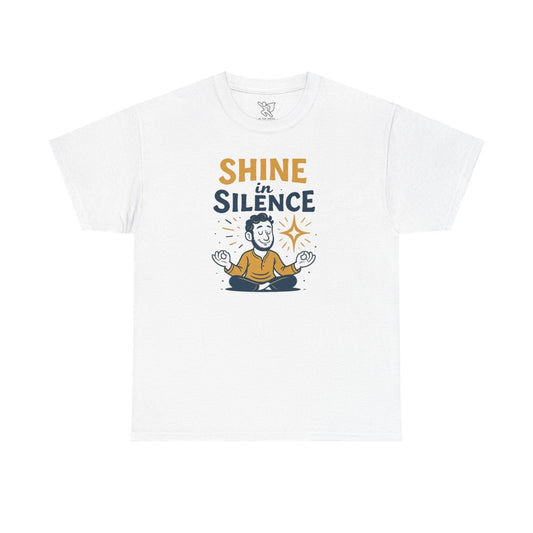 "Shine in Silence" Mindful Meditation Tee - Shine in Silence Unisex Cotton Shirt, Yoga Shirt, Gift for Meditators, Mindfulness Apparel, Relaxation Wear - MINDSet Collection - AI Tee Hero