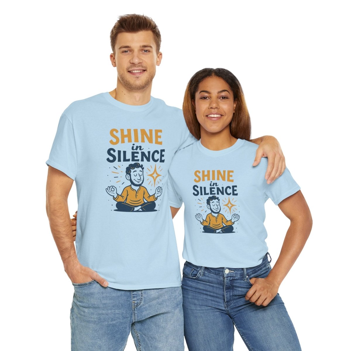 "Shine in Silence" Mindful Meditation Tee - Shine in Silence Unisex Cotton Shirt, Yoga Shirt, Gift for Meditators, Mindfulness Apparel, Relaxation Wear - MINDSet Collection - AI Tee Hero