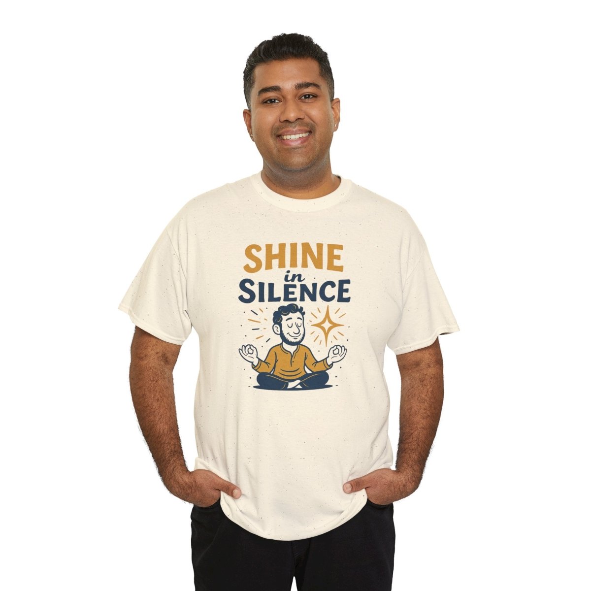 "Shine in Silence" Mindful Meditation Tee - Shine in Silence Unisex Cotton Shirt, Yoga Shirt, Gift for Meditators, Mindfulness Apparel, Relaxation Wear - MINDSet Collection - AI Tee Hero