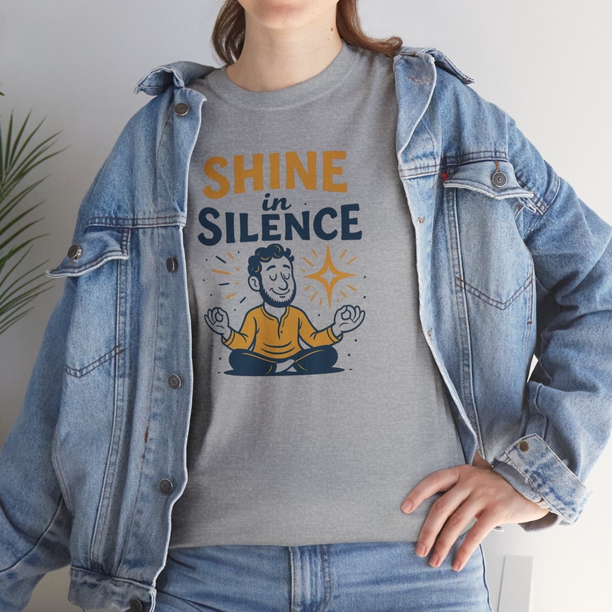 "Shine in Silence" Mindful Meditation Tee - Shine in Silence Unisex Cotton Shirt, Yoga Shirt, Gift for Meditators, Mindfulness Apparel, Relaxation Wear - MINDSet Collection - AI Tee Hero