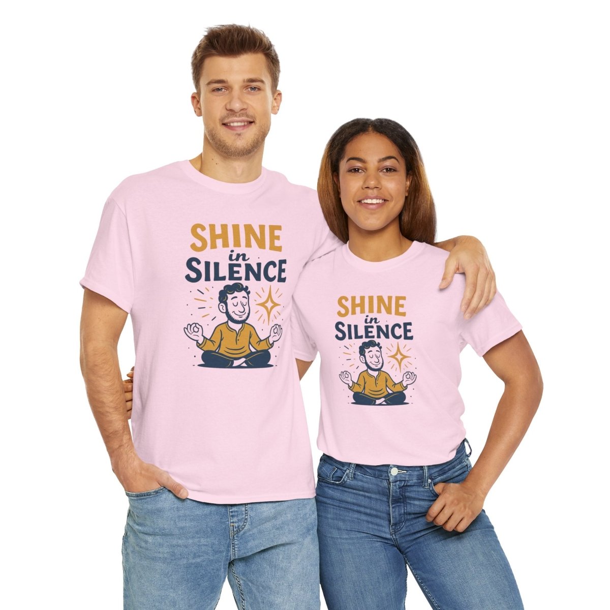 "Shine in Silence" Mindful Meditation Tee - Shine in Silence Unisex Cotton Shirt, Yoga Shirt, Gift for Meditators, Mindfulness Apparel, Relaxation Wear - MINDSet Collection - AI Tee Hero