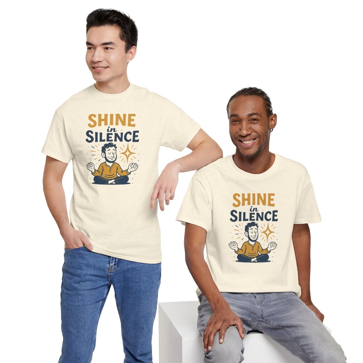 "Shine in Silence" Mindful Meditation Tee - Shine in Silence Unisex Cotton Shirt, Yoga Shirt, Gift for Meditators, Mindfulness Apparel, Relaxation Wear - MINDSet Collection - AI Tee Hero