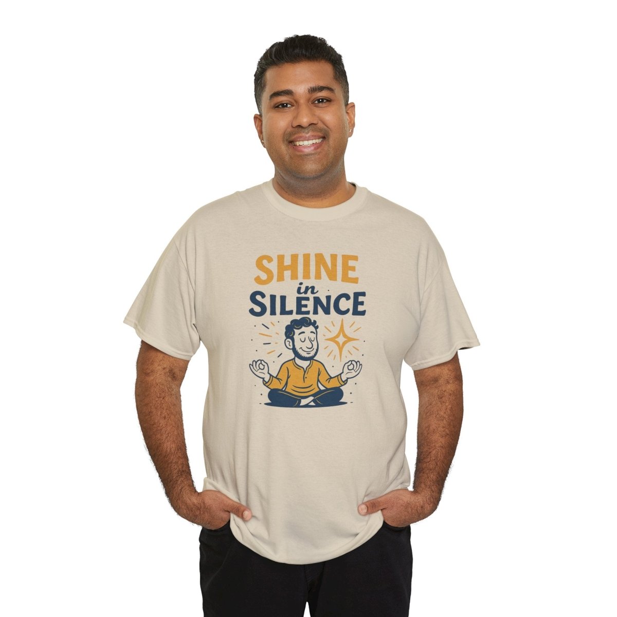"Shine in Silence" Mindful Meditation Tee - Shine in Silence Unisex Cotton Shirt, Yoga Shirt, Gift for Meditators, Mindfulness Apparel, Relaxation Wear - MINDSet Collection - AI Tee Hero