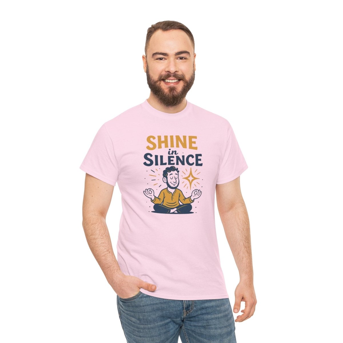 "Shine in Silence" Mindful Meditation Tee - Shine in Silence Unisex Cotton Shirt, Yoga Shirt, Gift for Meditators, Mindfulness Apparel, Relaxation Wear - MINDSet Collection - AI Tee Hero
