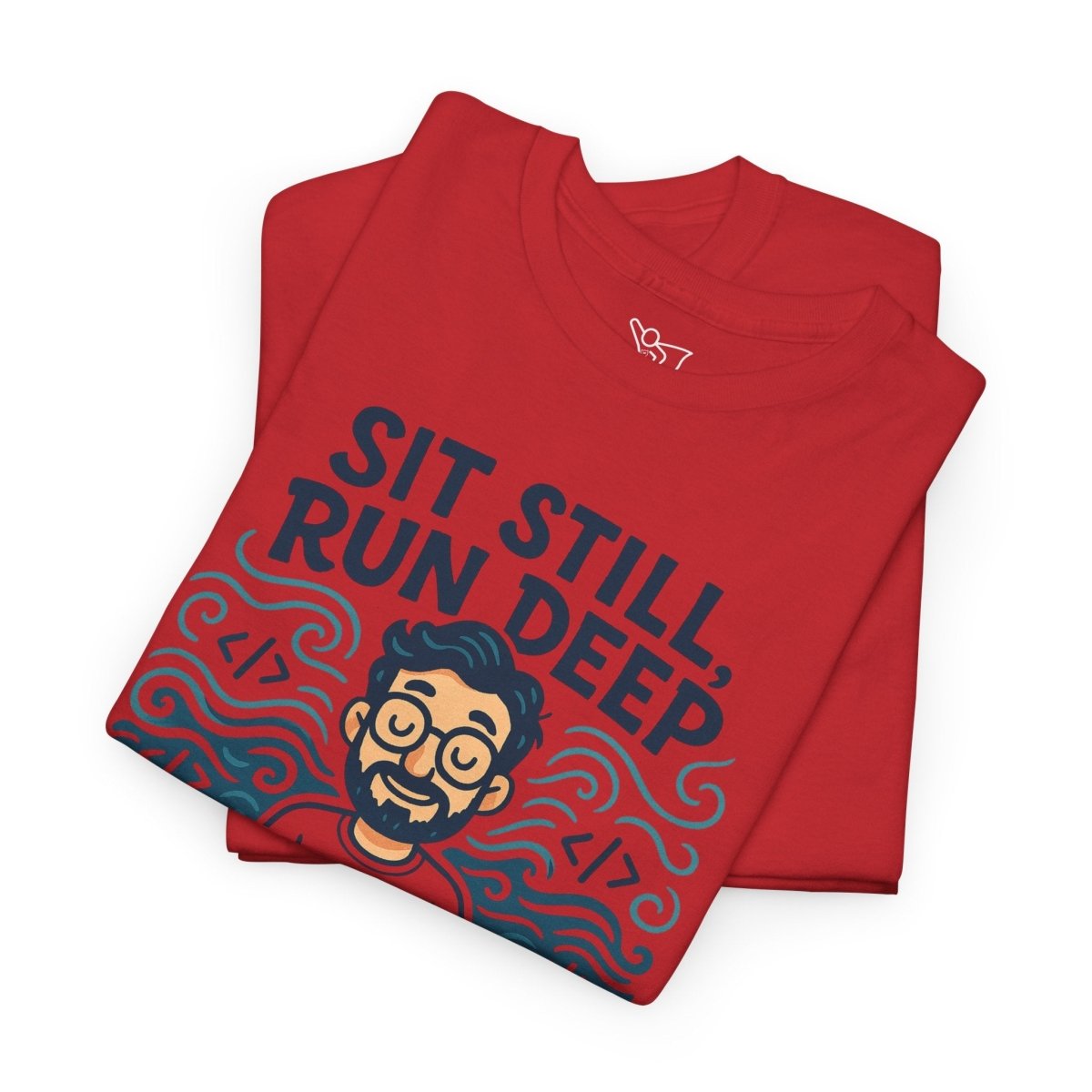 "Sit Still, Run Deep" Meditation Graphic Tee, Unisex Heavy Cotton Shirt, Yoga Gift, Mindfulness Apparel, Relaxation Wear - MINDSet Collection - AI Tee Hero