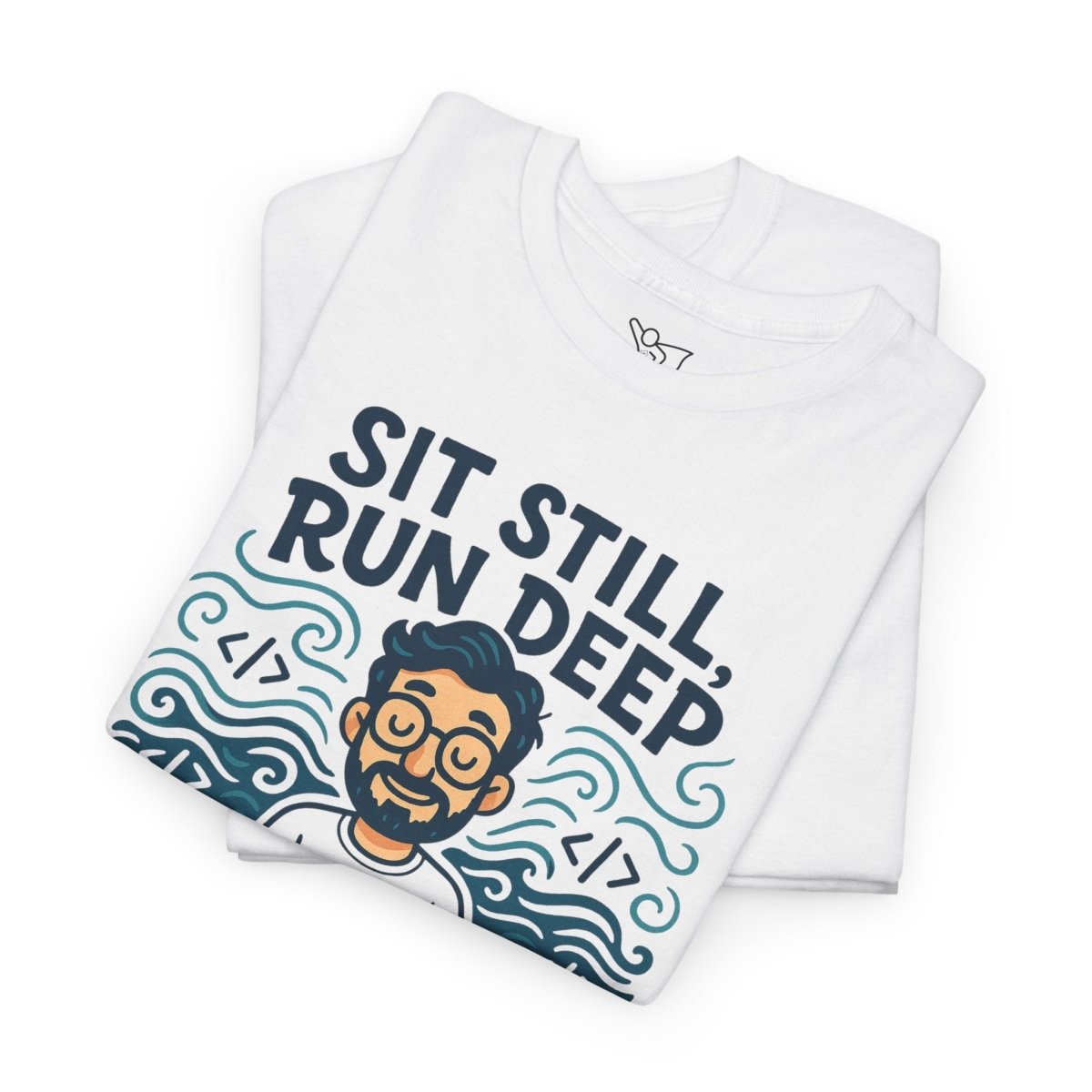 "Sit Still, Run Deep" Meditation Graphic Tee, Unisex Heavy Cotton Shirt, Yoga Gift, Mindfulness Apparel, Relaxation Wear - MINDSet Collection - AI Tee Hero