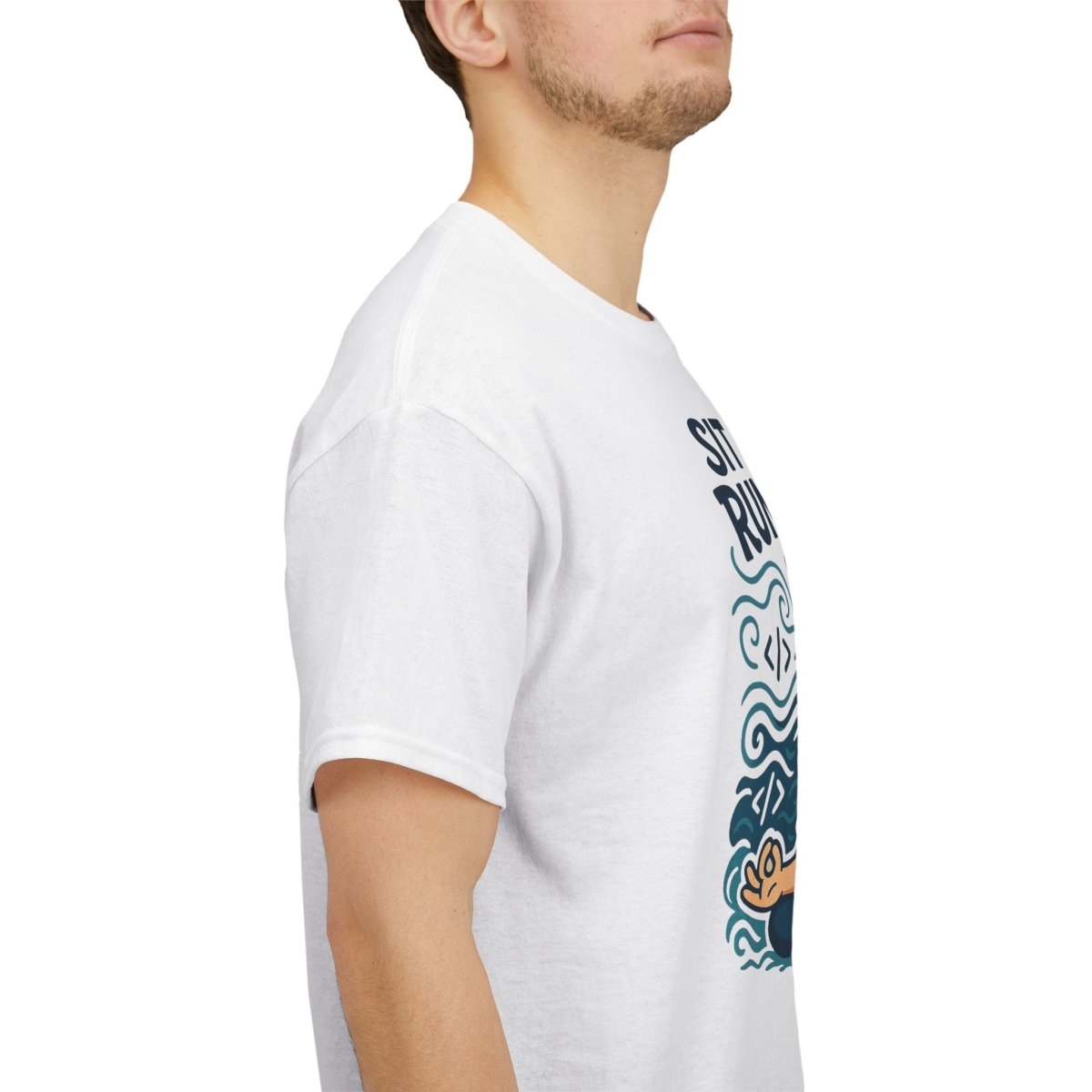 "Sit Still, Run Deep" Meditation Graphic Tee, Unisex Heavy Cotton Shirt, Yoga Gift, Mindfulness Apparel, Relaxation Wear - MINDSet Collection - AI Tee Hero