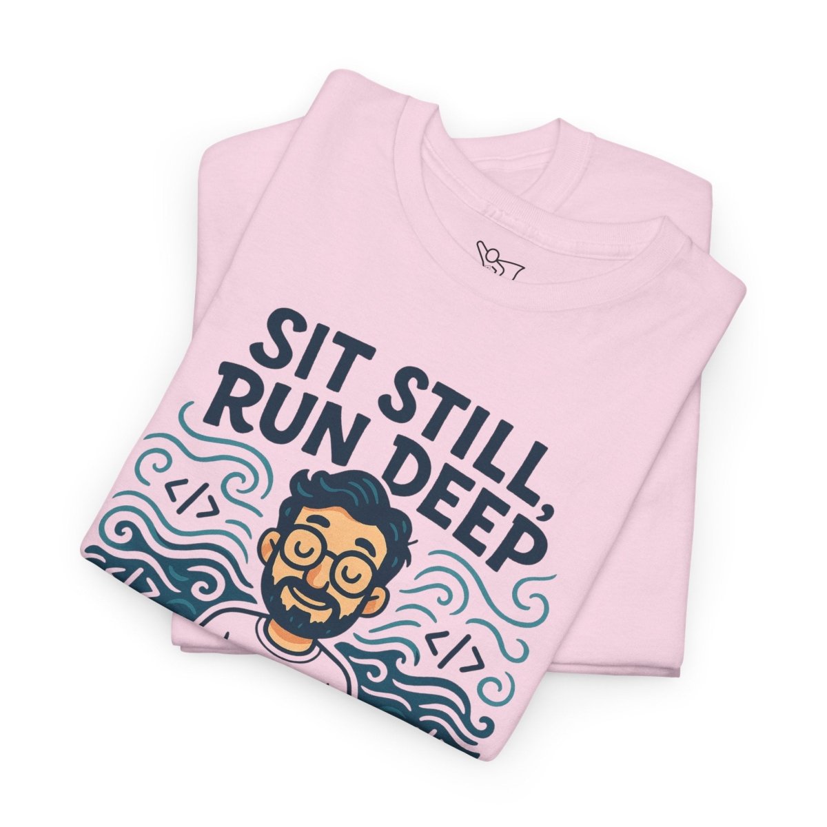 "Sit Still, Run Deep" Meditation Graphic Tee, Unisex Heavy Cotton Shirt, Yoga Gift, Mindfulness Apparel, Relaxation Wear - MINDSet Collection - AI Tee Hero