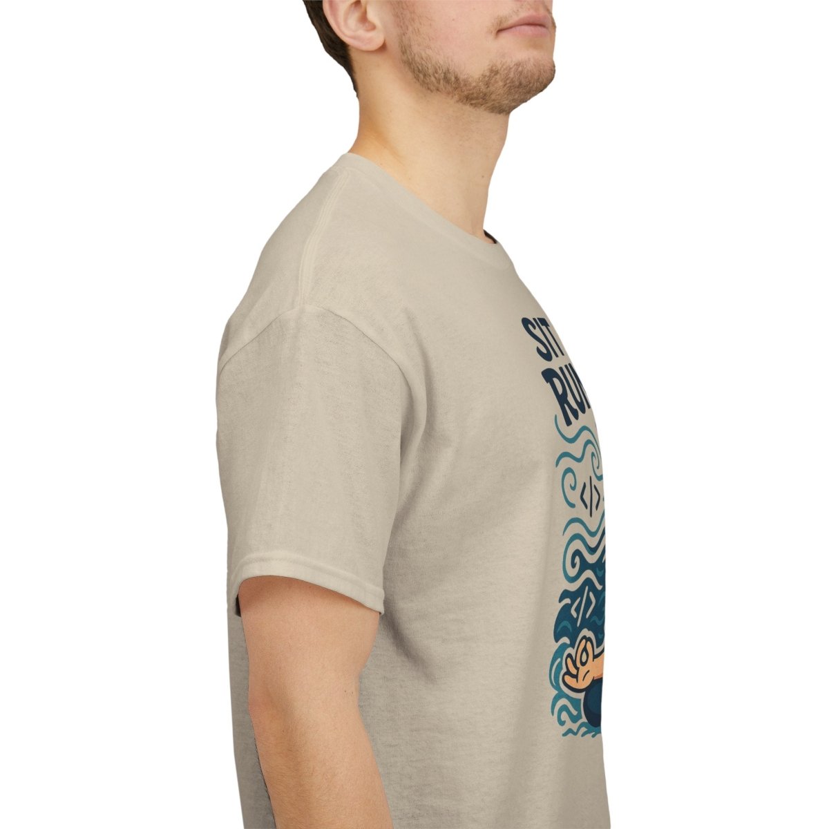 "Sit Still, Run Deep" Meditation Graphic Tee, Unisex Heavy Cotton Shirt, Yoga Gift, Mindfulness Apparel, Relaxation Wear - MINDSet Collection - AI Tee Hero