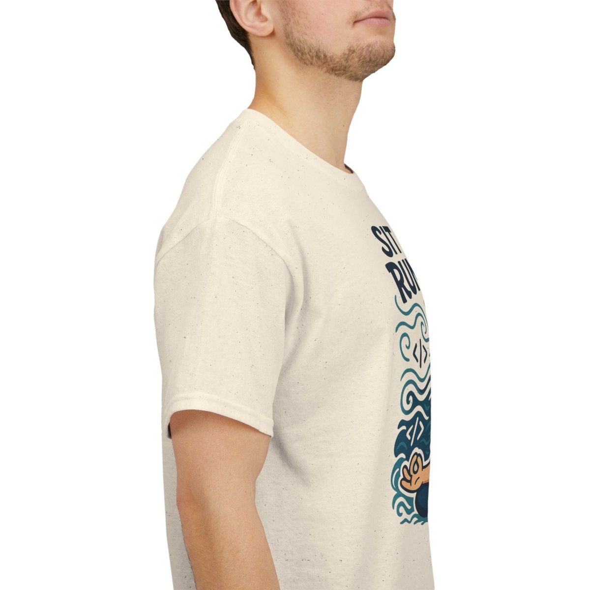 "Sit Still, Run Deep" Meditation Graphic Tee, Unisex Heavy Cotton Shirt, Yoga Gift, Mindfulness Apparel, Relaxation Wear - MINDSet Collection - AI Tee Hero
