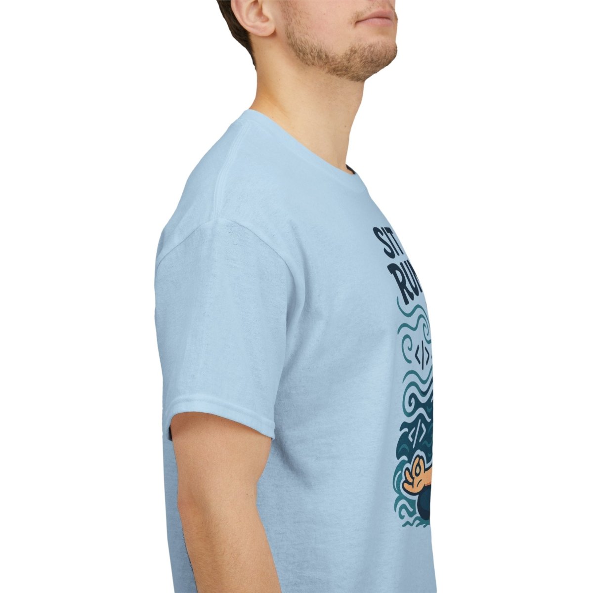 "Sit Still, Run Deep" Meditation Graphic Tee, Unisex Heavy Cotton Shirt, Yoga Gift, Mindfulness Apparel, Relaxation Wear - MINDSet Collection - AI Tee Hero