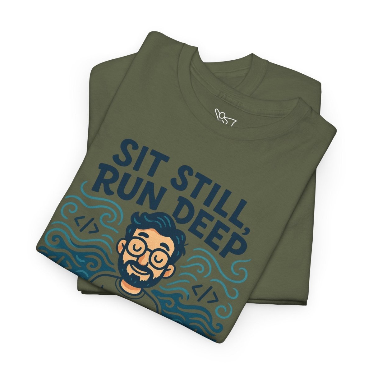 "Sit Still, Run Deep" Meditation Graphic Tee, Unisex Heavy Cotton Shirt, Yoga Gift, Mindfulness Apparel, Relaxation Wear - MINDSet Collection - AI Tee Hero