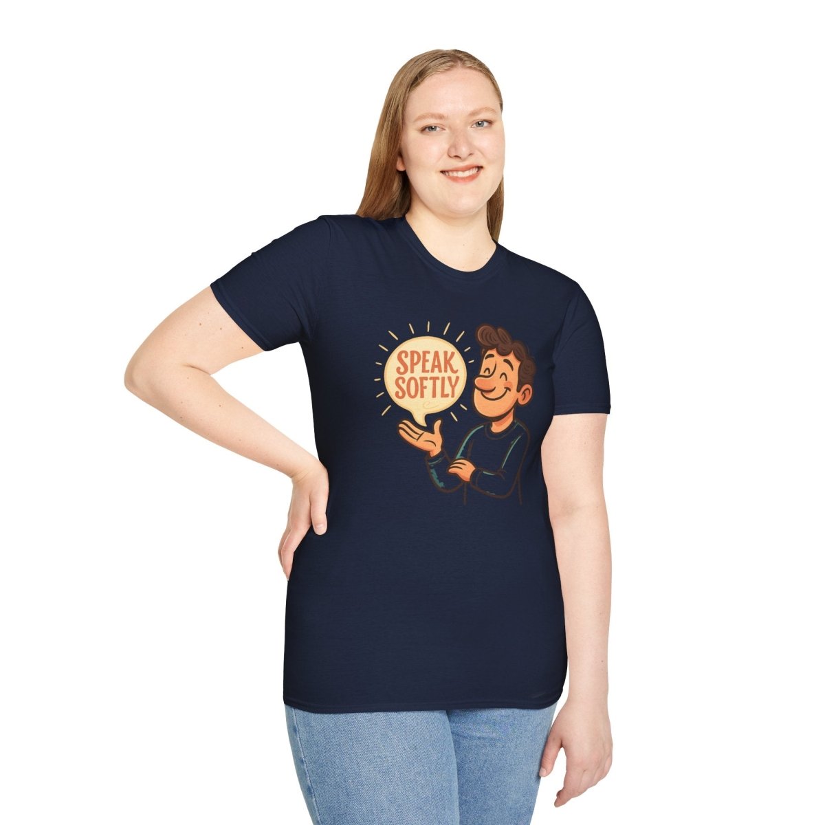 "Speak Softly" Unisex T-Shirt Softstyle Graphic Tee, Mindfulness and Relax Vibe, Inner Peace - MINDSet Collection - AI Tee Hero