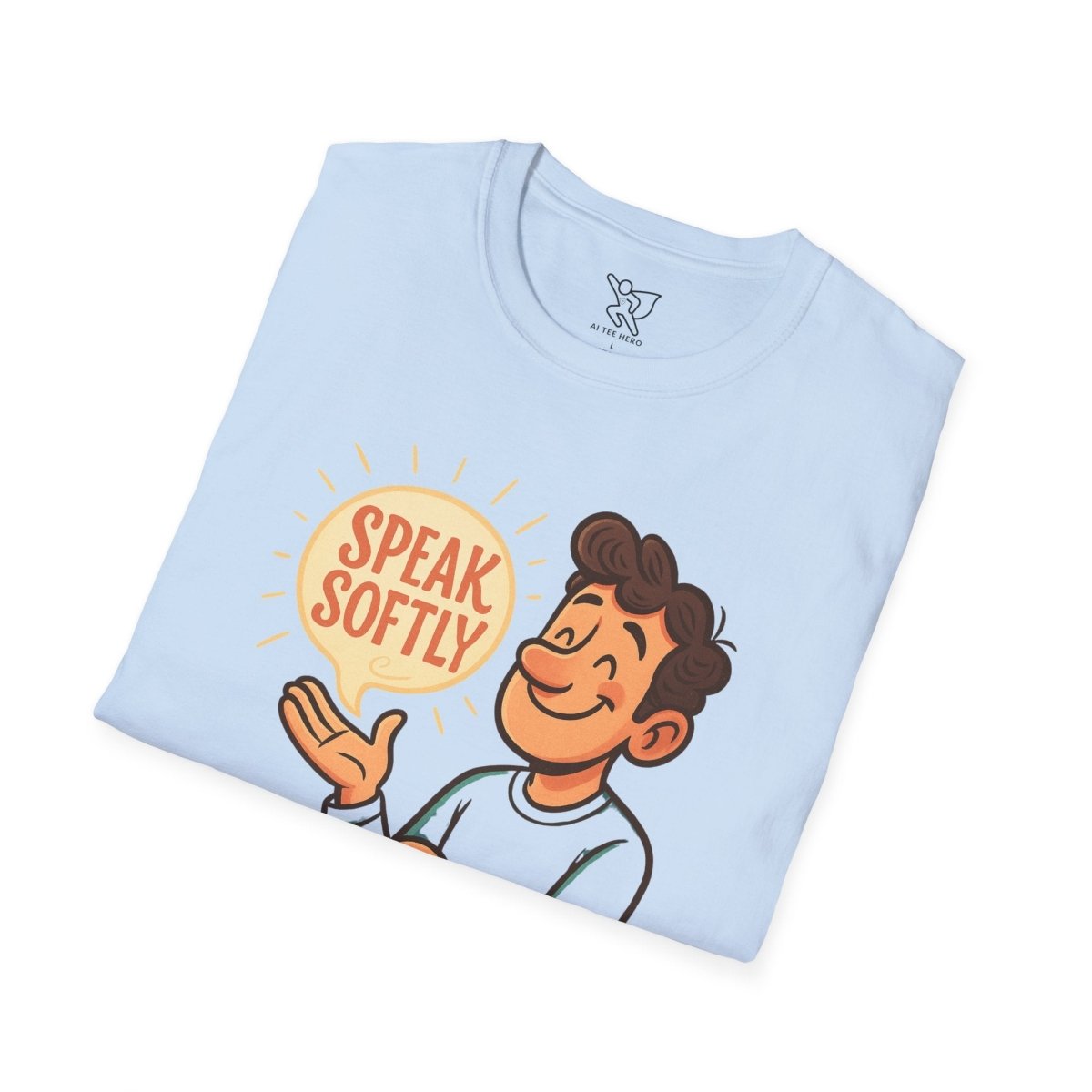 "Speak Softly" Unisex T-Shirt Softstyle Graphic Tee, Mindfulness and Relax Vibe, Inner Peace - MINDSet Collection - AI Tee Hero