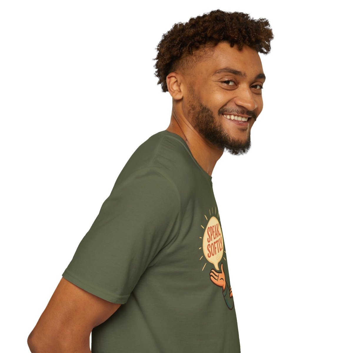 "Speak Softly" Unisex T-Shirt Softstyle Graphic Tee, Mindfulness and Relax Vibe, Inner Peace - MINDSet Collection - AI Tee Hero