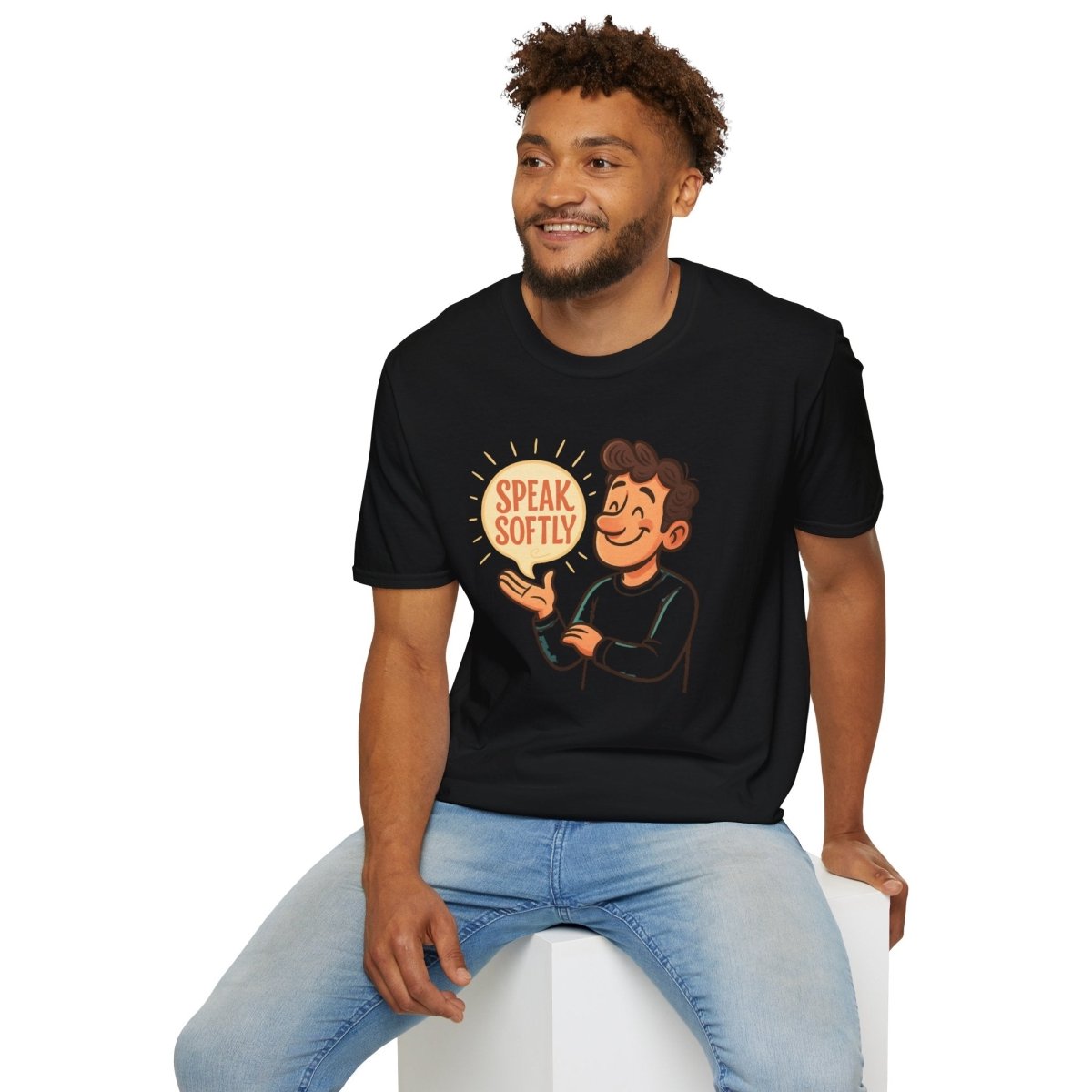 "Speak Softly" Unisex T-Shirt Softstyle Graphic Tee, Mindfulness and Relax Vibe, Inner Peace - MINDSet Collection - AI Tee Hero