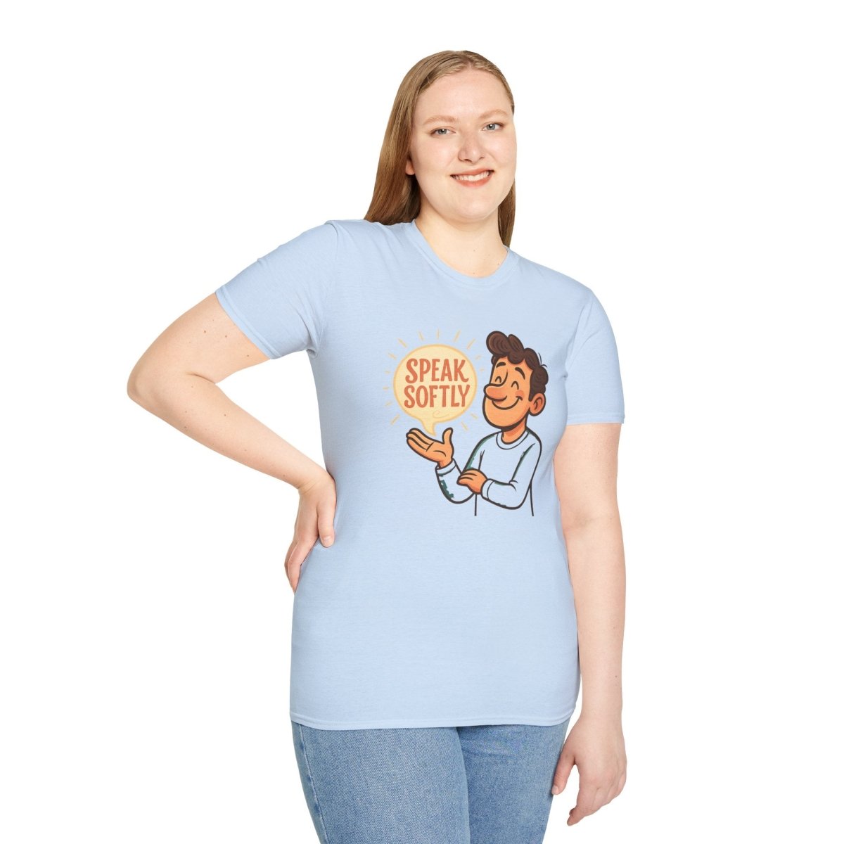 "Speak Softly" Unisex T-Shirt Softstyle Graphic Tee, Mindfulness and Relax Vibe, Inner Peace - MINDSet Collection - AI Tee Hero