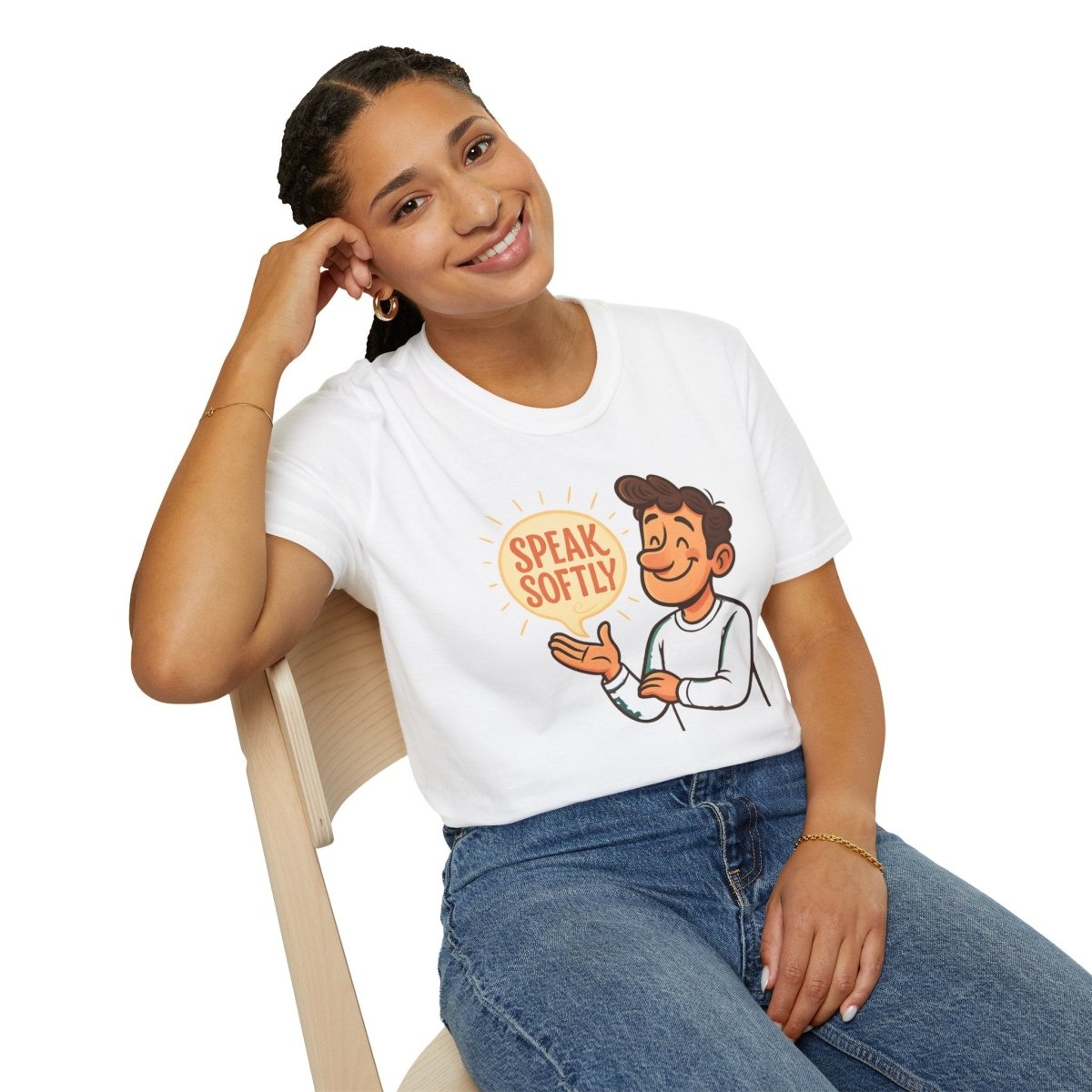 "Speak Softly" Unisex T-Shirt Softstyle Graphic Tee, Mindfulness and Relax Vibe, Inner Peace - MINDSet Collection - AI Tee Hero
