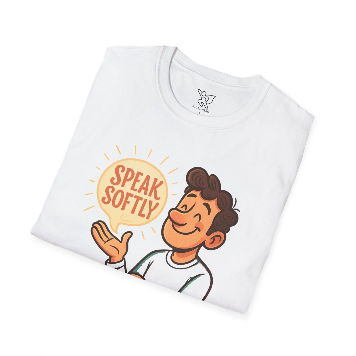 "Speak Softly" Unisex T-Shirt Softstyle Graphic Tee, Mindfulness and Relax Vibe, Inner Peace - MINDSet Collection - AI Tee Hero