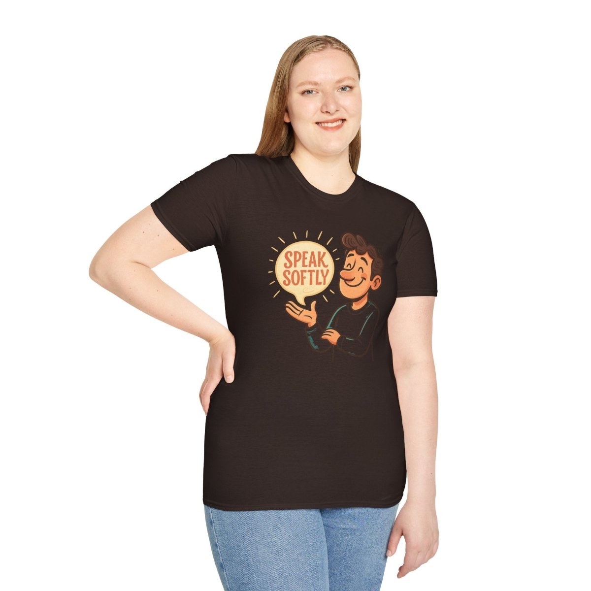 "Speak Softly" Unisex T-Shirt Softstyle Graphic Tee, Mindfulness and Relax Vibe, Inner Peace - MINDSet Collection - AI Tee Hero