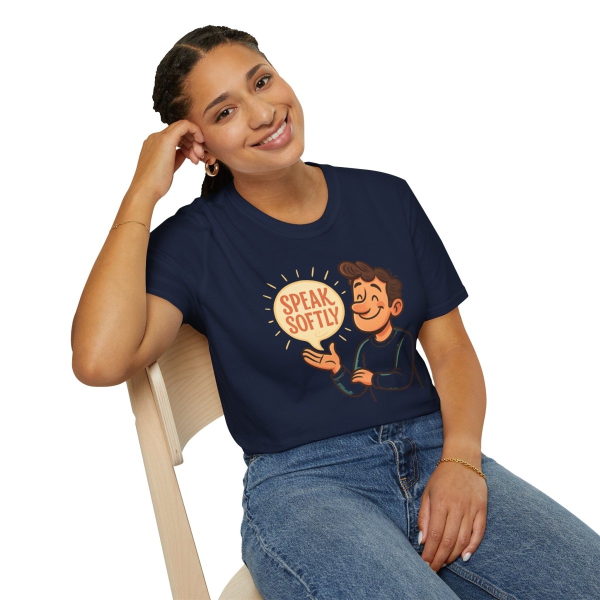 "Speak Softly" Unisex T-Shirt Softstyle Graphic Tee, Mindfulness and Relax Vibe, Inner Peace - MINDSet Collection - AI Tee Hero