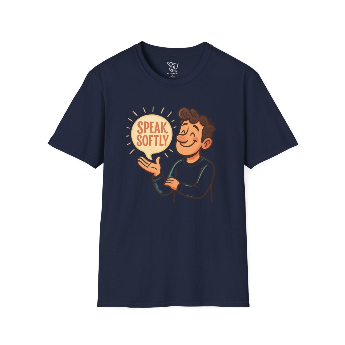 "Speak Softly" Unisex T-Shirt Softstyle Graphic Tee, Mindfulness and Relax Vibe, Inner Peace - MINDSet Collection - AI Tee Hero