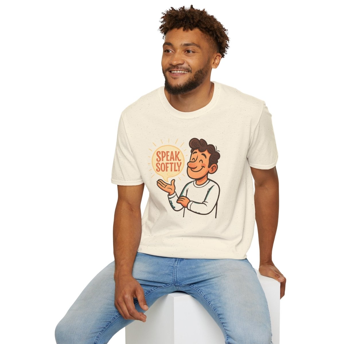 "Speak Softly" Unisex T-Shirt Softstyle Graphic Tee, Mindfulness and Relax Vibe, Inner Peace - MINDSet Collection - AI Tee Hero